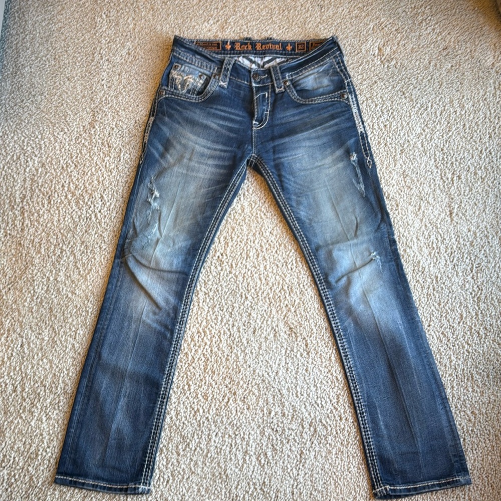Rock Revival Jeans size 32x32 Emmitt Slim Straight.